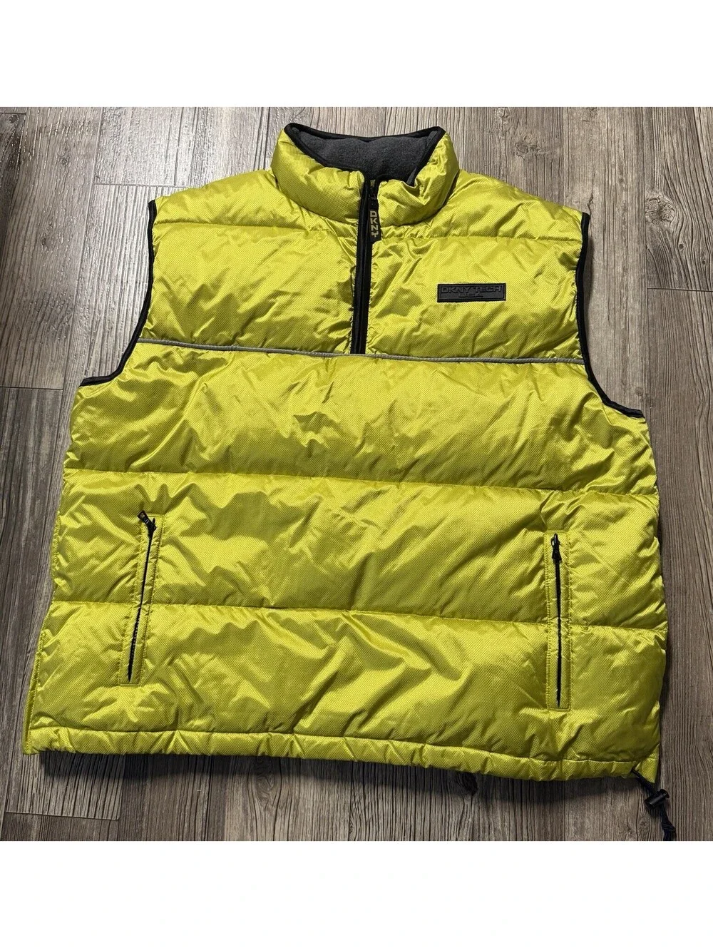Vintage DKNY Pullover Down Puffer Vest Mens XL Neon Green 90s
